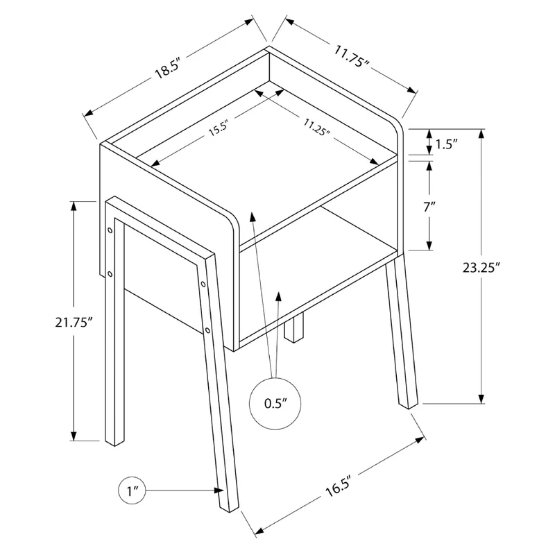 Table d'appoint en MDF/stratifié et métal - I 3583-3594
