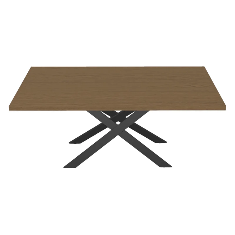 Table de salle à manger rectangulaire en placage de chêne brun - Ascencio