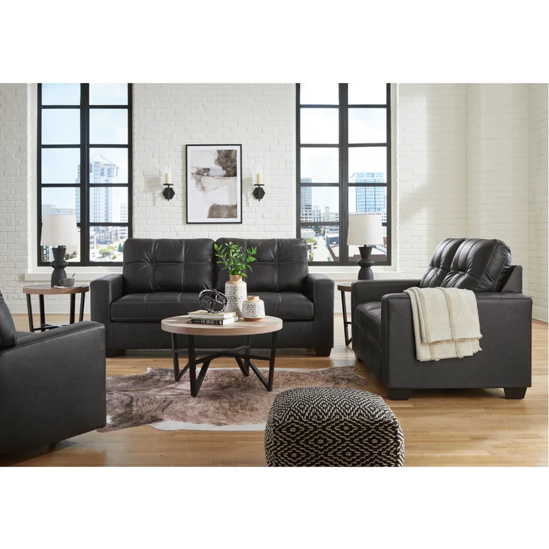 Causeuse aspect cuir noir - Barlin Mills