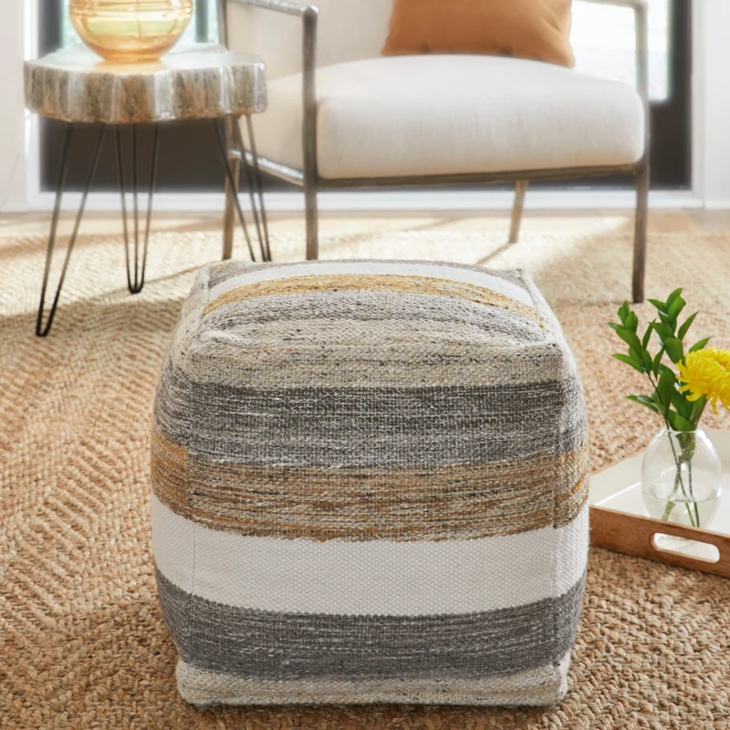 Pouf en tissu à rayures multicouleurs - Josalind