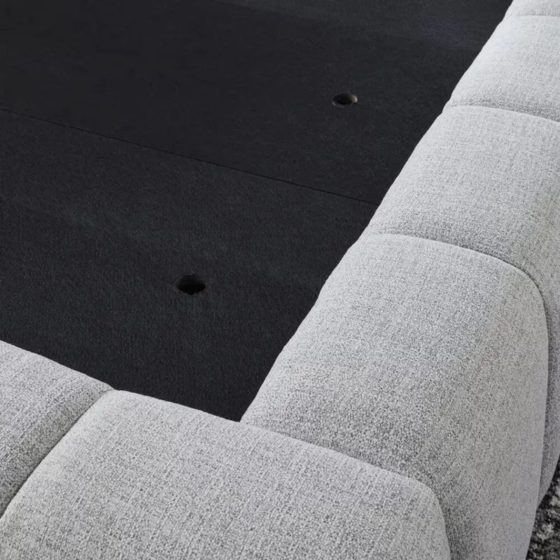 Lit complet rembourré en tissu gris pâle Grand / Très grand - Grendusk