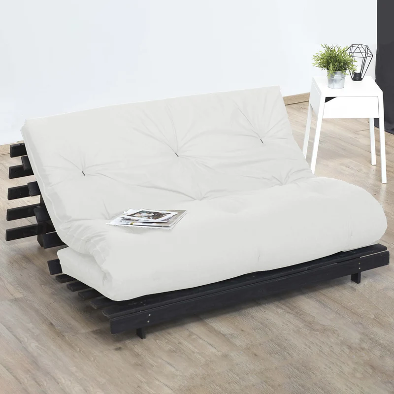 Matelas futon coton et fibres recyclés - Écru - 90 x 190 cm
