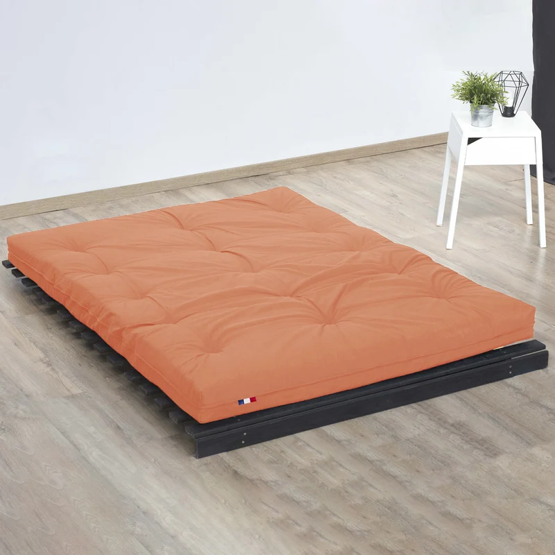 Matelas futon coton et fibres recyclés - Goyave - 90 x 190 cm