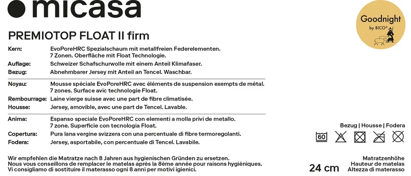 bico PREMIOTOP FLOAT II firm Matratze