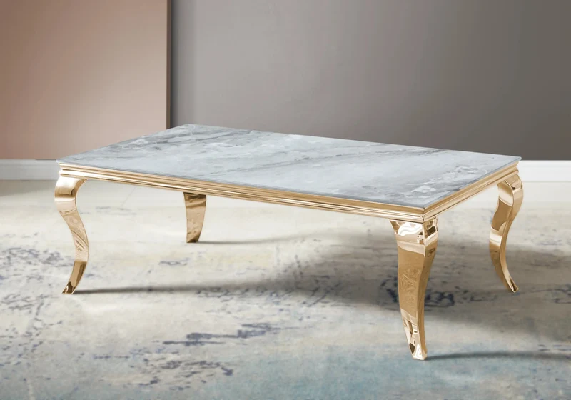 Table basse rectangulaire marbre gris or - Neo