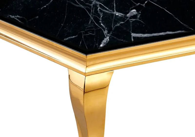 Table basse rectangulaire marbre noir or - Neo