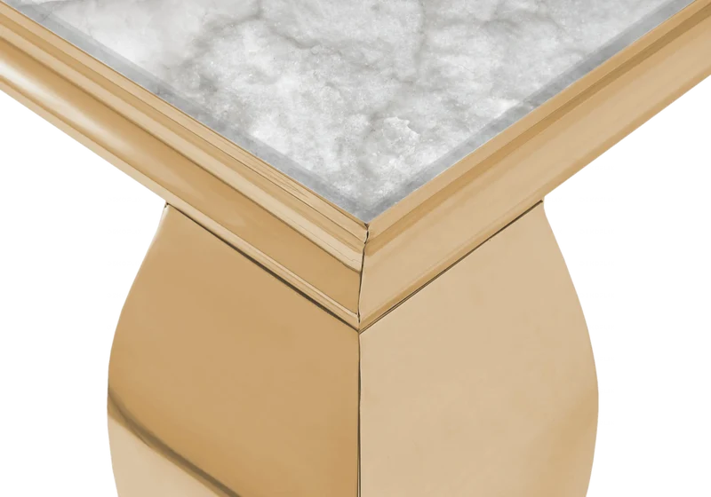 Table à manger rectangulaire marbre beige or - Neo