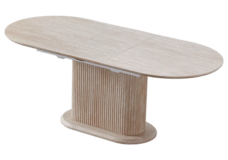 Table à manger extensible ovale travertin - Inaya