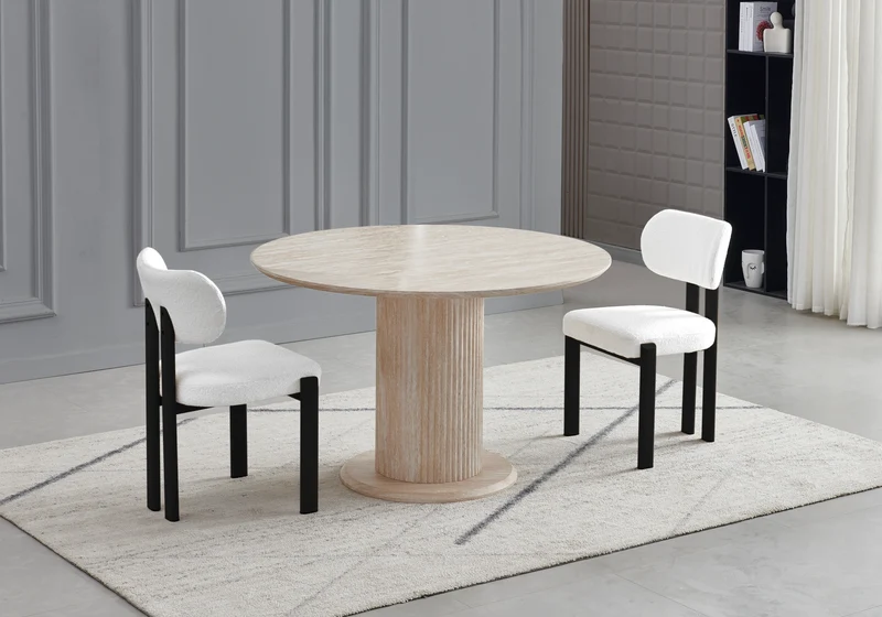 Chaise salle à manger bouclée et noir - Inaya x4