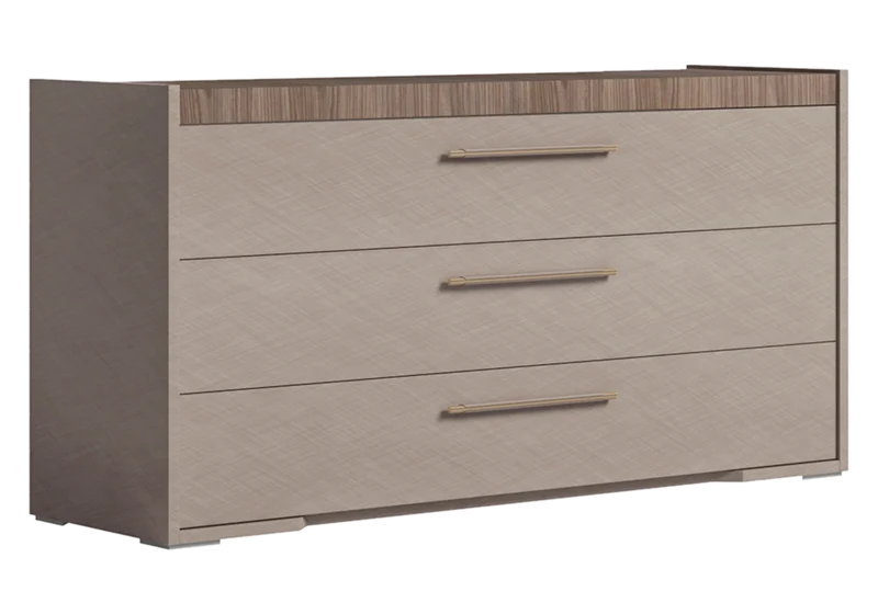 Commode 3 tiroirs bois corde et noyer design - Nora