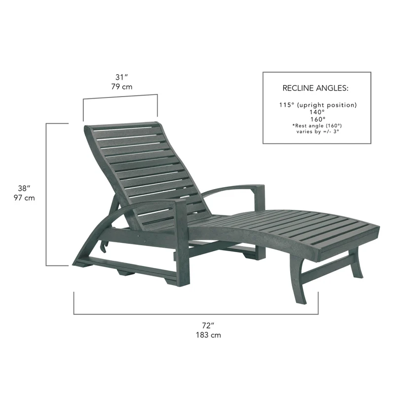 Chaise longue extérieure en plastique recyclé - St-Tropez L38