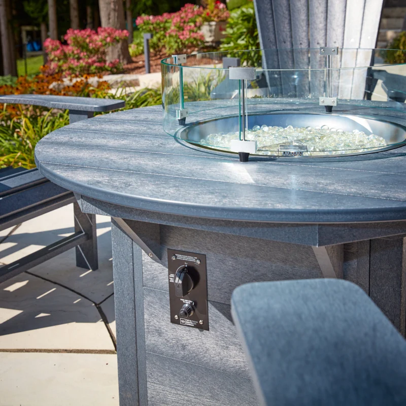 Table extérieure en plastique recyclé avec foyer Crystal Fire Plus - FT02
