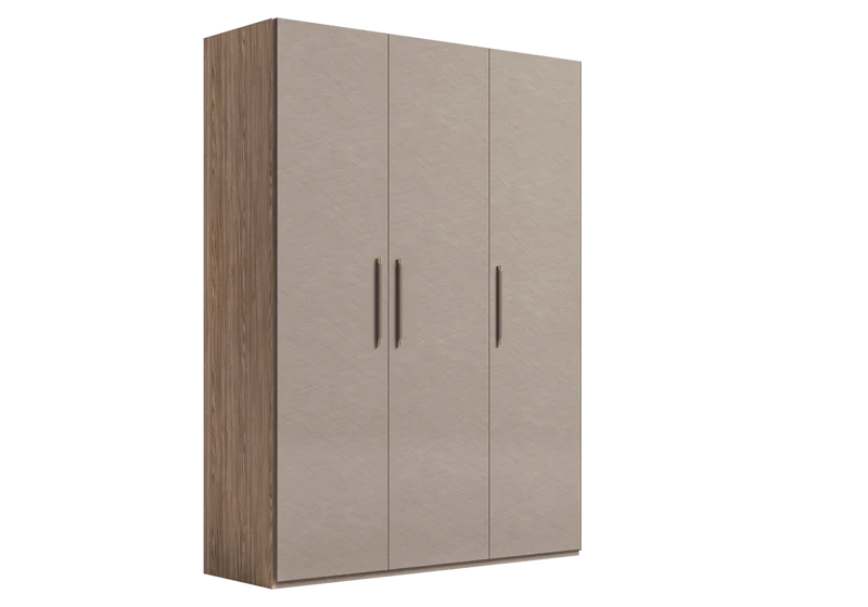 Armoire dressing 3 à 6 portes bois corde et noyer - Nora