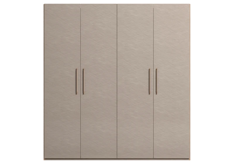 Armoire dressing 3 à 6 portes bois corde et noyer - Nora