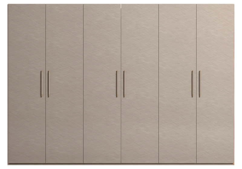 Armoire dressing 3 à 6 portes bois corde et noyer - Nora