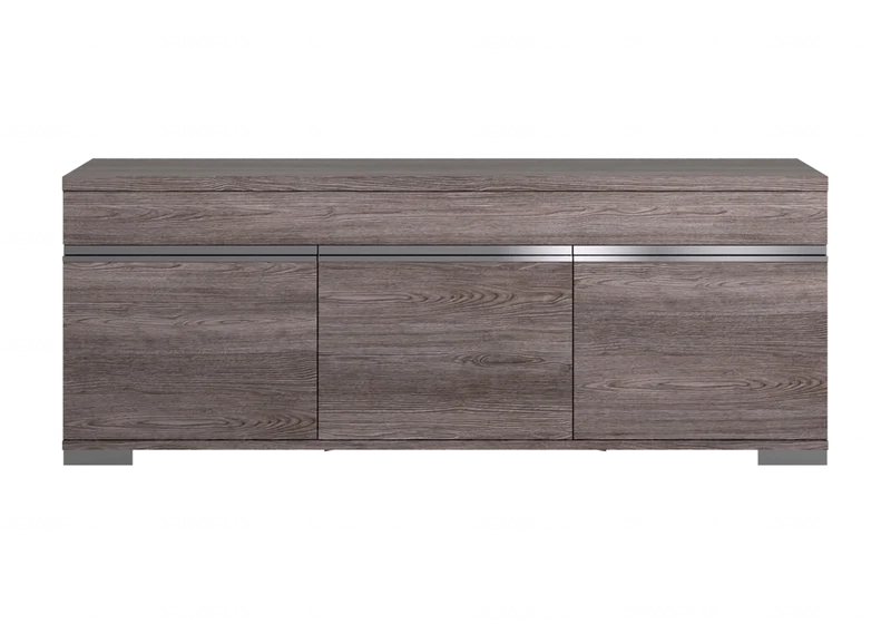 Meuble TV 149 cm orme laqué et pieds noirs design - Viola