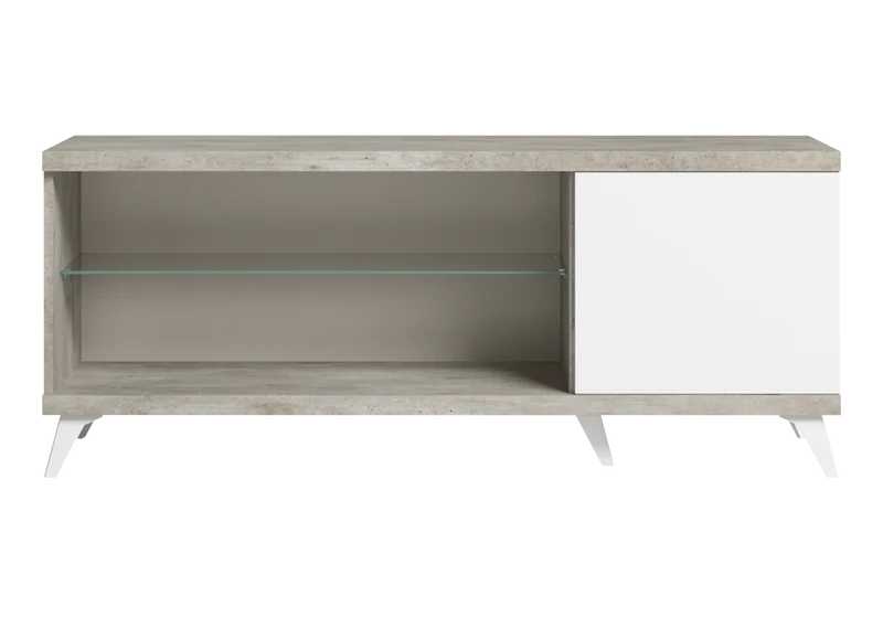 Meuble TV blanc laqué béton avec niche – Treviso