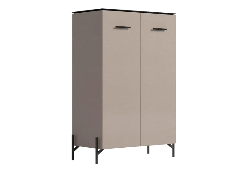 Armoire 2 portes marbre beige et laquée corde - Silvia