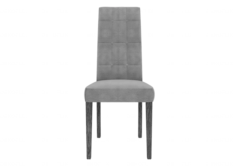Chaise capitonnée microfibre grise et bouleau laqué - Sarah