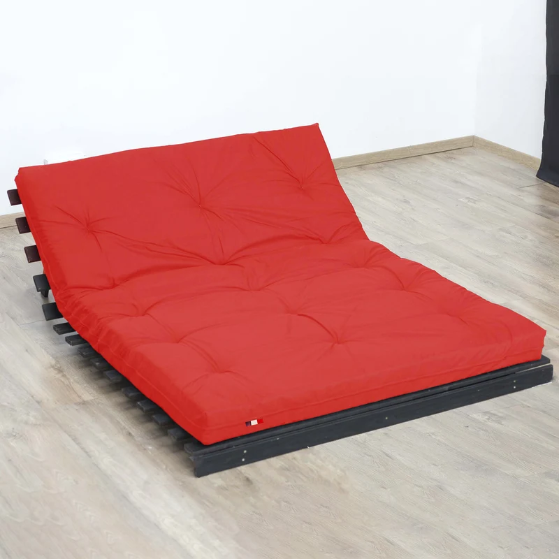 Matelas futon latex et fibres - Rouge - 140 x 190 cm