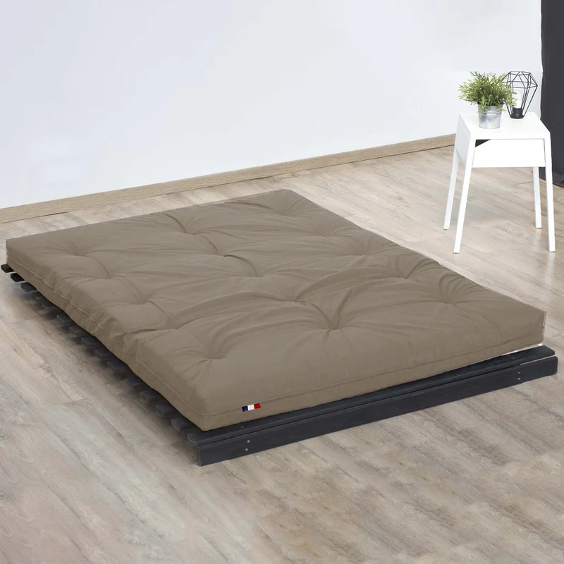 Matelas futon latex et fibres - Taupe - 90 x 190 cm