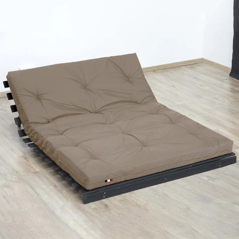 Matelas futon latex et fibres - Taupe - 90 x 190 cm