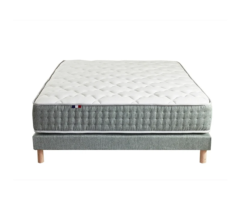 Ensemble 160x200 cm + matelas 26 cm Ressort 7 zones Face Hiver/Eté différente HYGGE Fabriqué en France