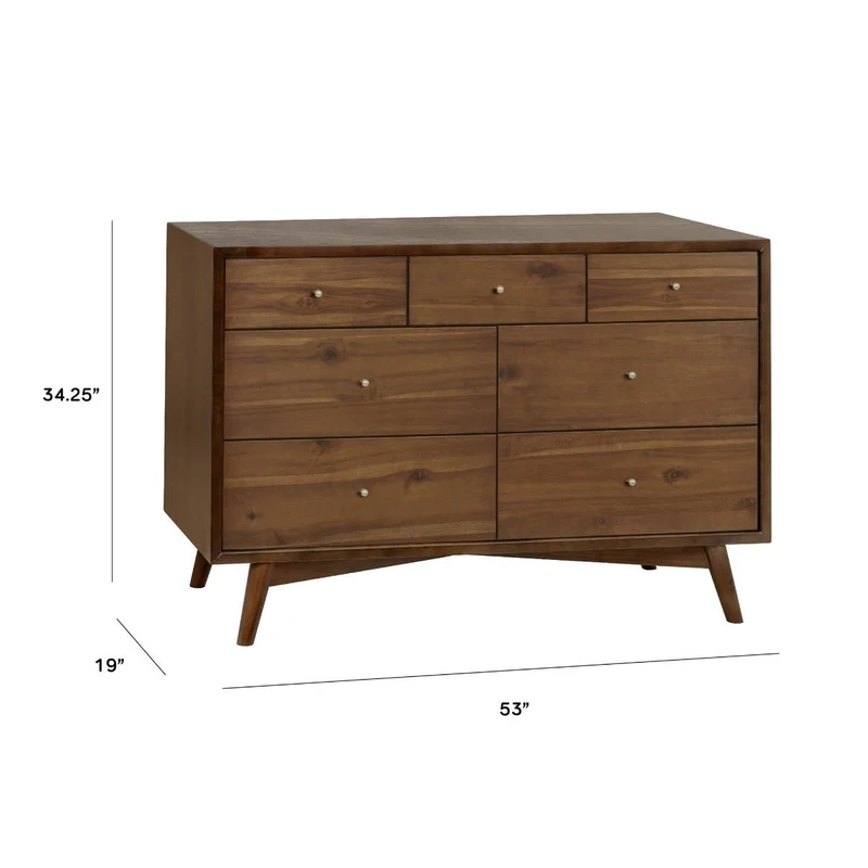 Commode 7 Tiroirs Palma - Noyer Naturel