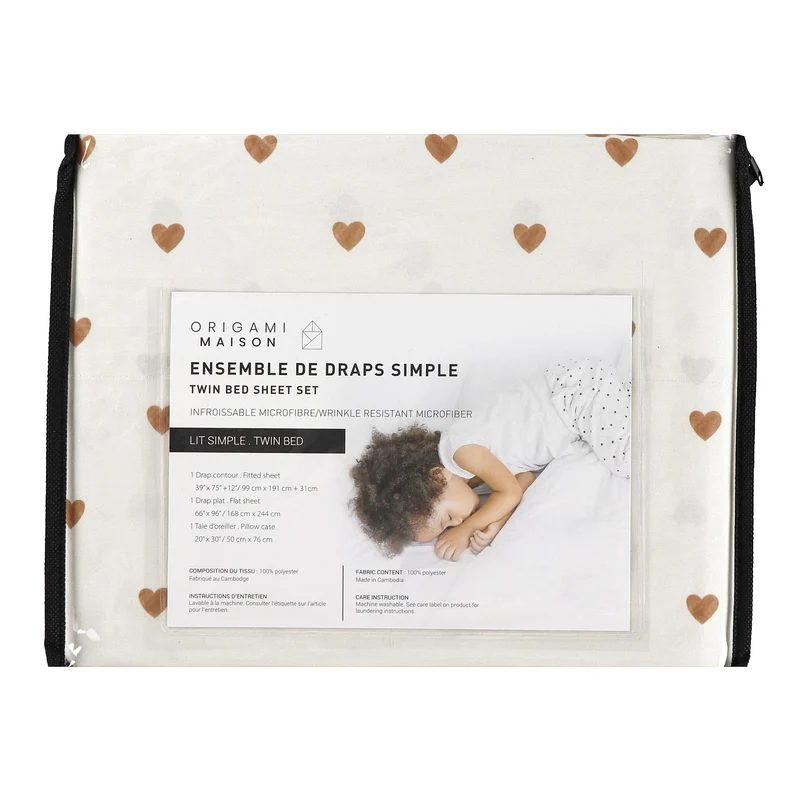 Ensemble Draps Lit Simple - Coeurs
