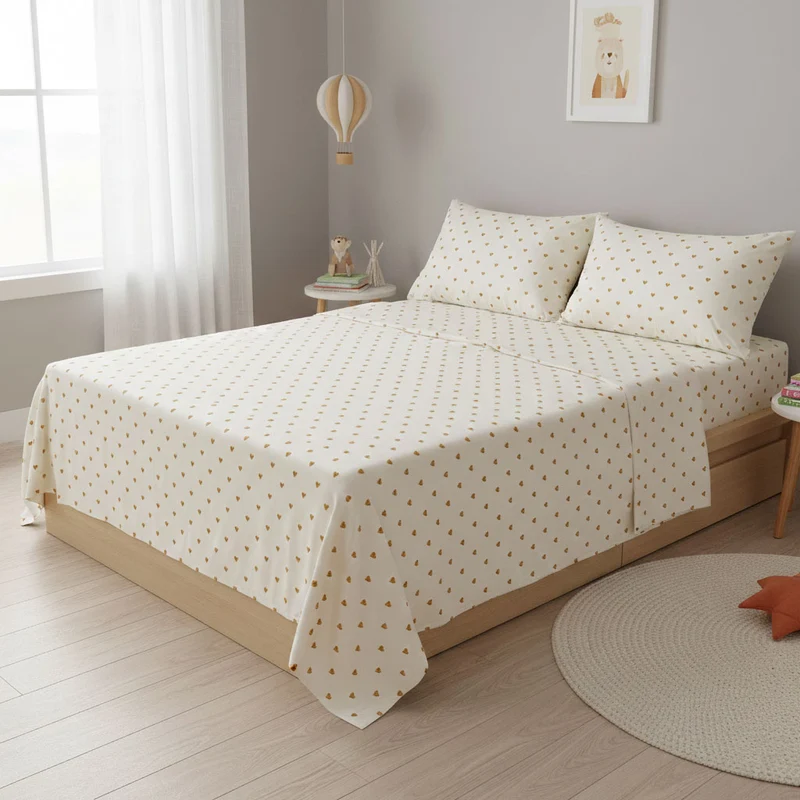 Ensemble Draps Lit Double - Coeurs