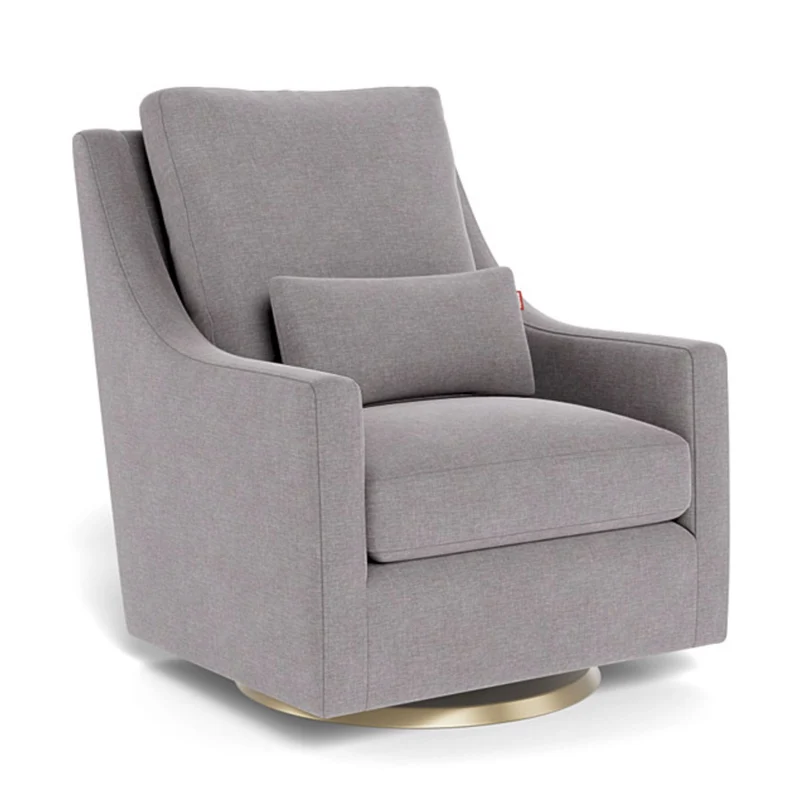 Fauteuil Berçant et Pivotant Vera - Pebble Gris / Or