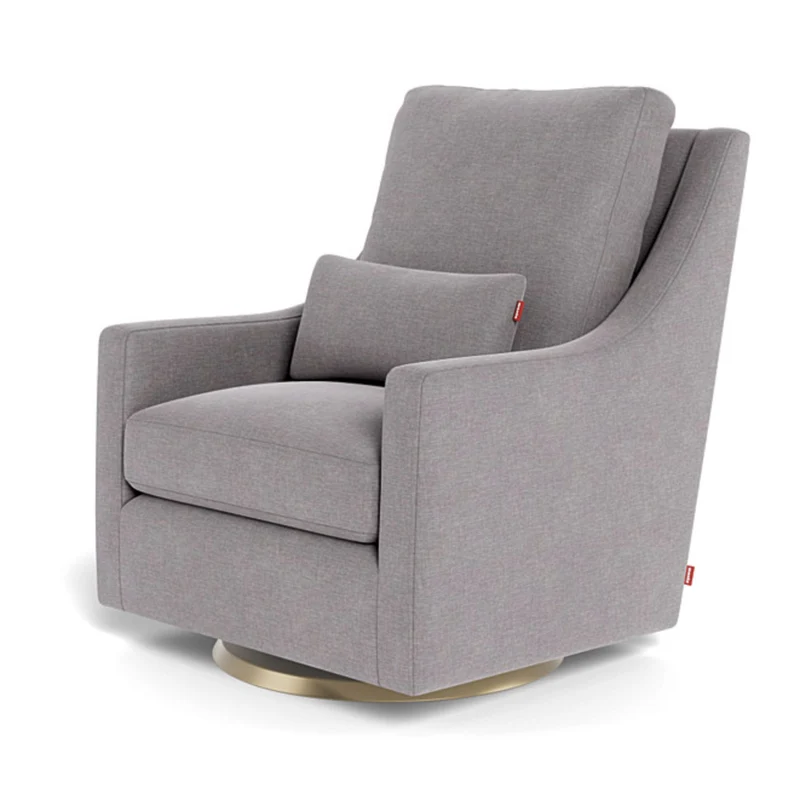 Fauteuil Berçant et Pivotant Vera - Pebble Gris / Or