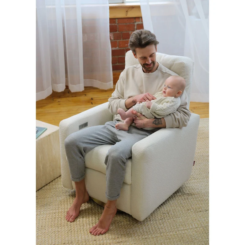 Fauteuil Berçant et Pivotant Como - Sherpa / Argent