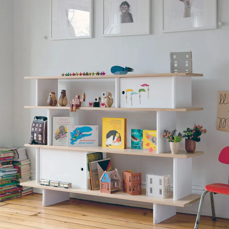 Bibliotheque Horizontal- Naturel/ Blanc