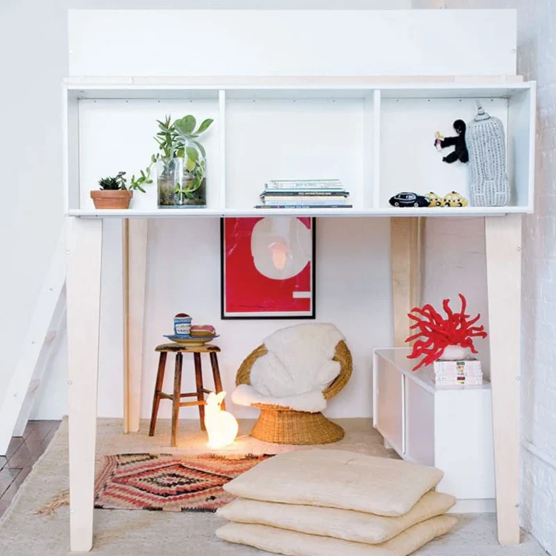 Lit Double Loft Perch - Naturel/ Blanc