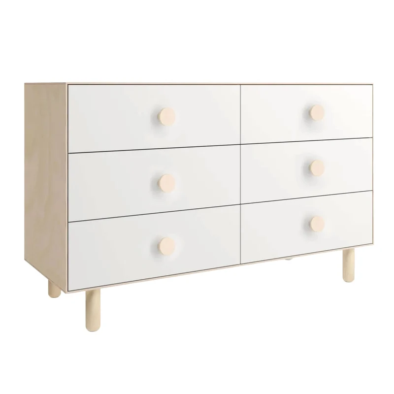 Commode 6 Tiroirs Dot - Blanc/ Naturel