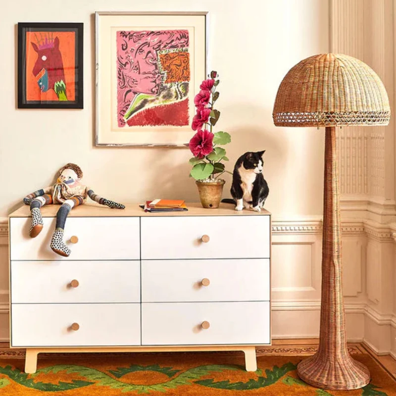 Commode 6 Tiroirs Blanc/ Naturel