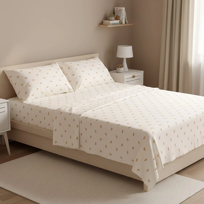 Ensemble Draps pour Lit Double - Croissants