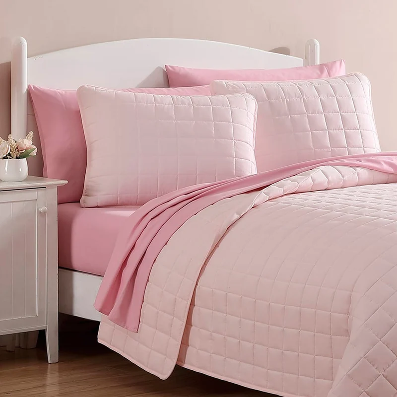 Ensemble Draps Lit Double - Rose