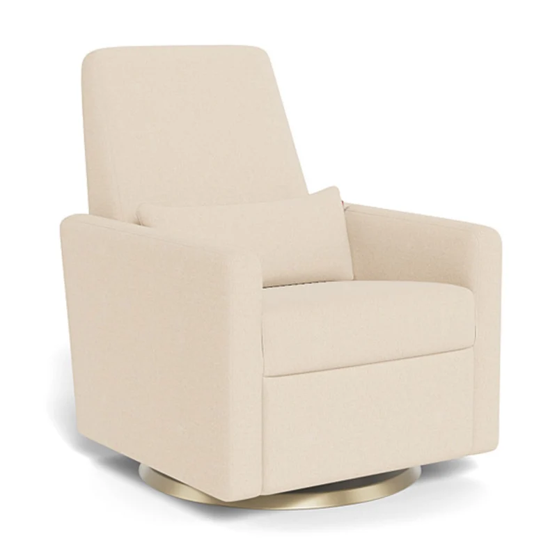 Fauteuil Pivotant Berçant et Inclinable Grano - Tissu Bouclé Biscuit / Or