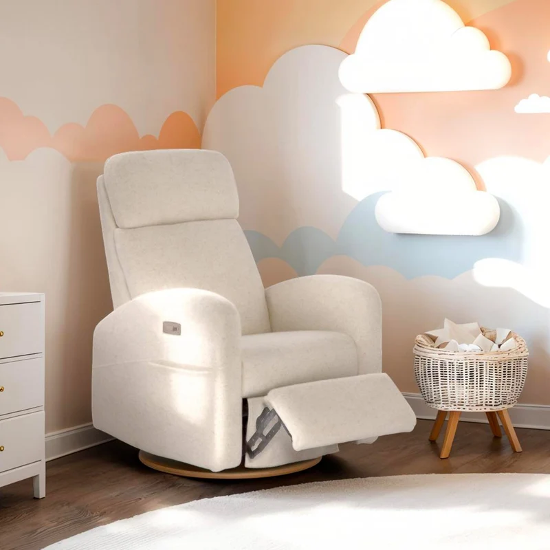 Fauteuil Berçant Inclinable Pivotant Hailey Henequen avec Mécanisme Électrique (Tissu anti-tache)