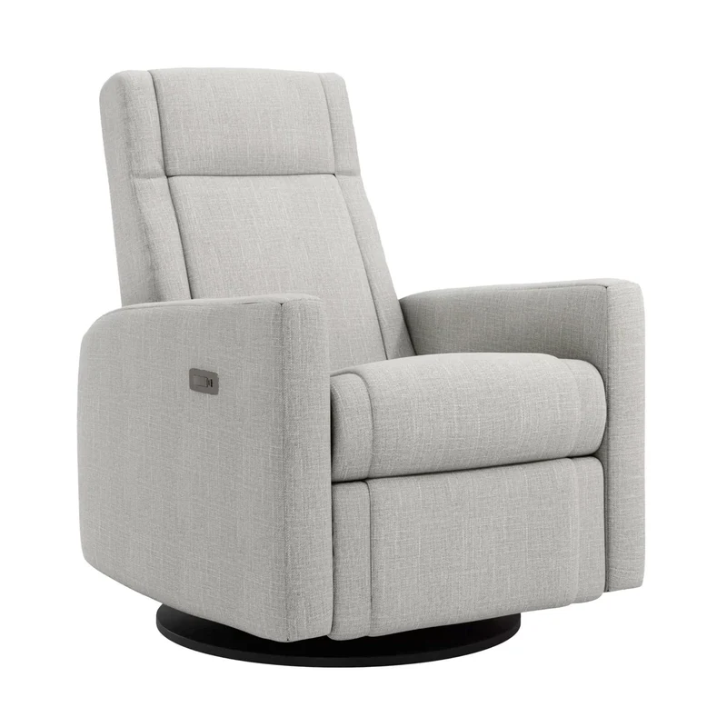 Fauteuil Berçant et Pivotant Nelly - Nubia Silver / Noir avec Mécanisme Électrique