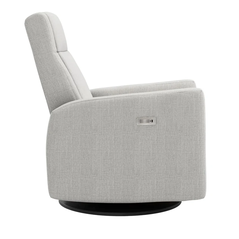 Fauteuil Berçant et Pivotant Nelly - Nubia Silver / Noir avec Mécanisme Électrique