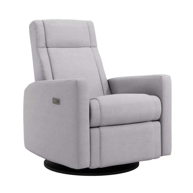 Fauteuil Berçant et Pivotant Nelly - Como Dove Gris / Noir avec Mécanisme Électrique