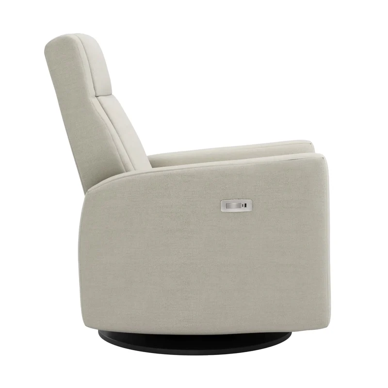 Fauteuil Berçant et Pivotant Nelly - Como Sable / Noir avec Mécanisme Électrique
