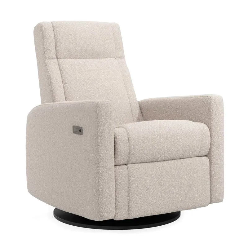 Fauteuil Berçant et Pivotant Nelly - Beyond Sheep Vanille / Noir avec Mécanisme Électrique