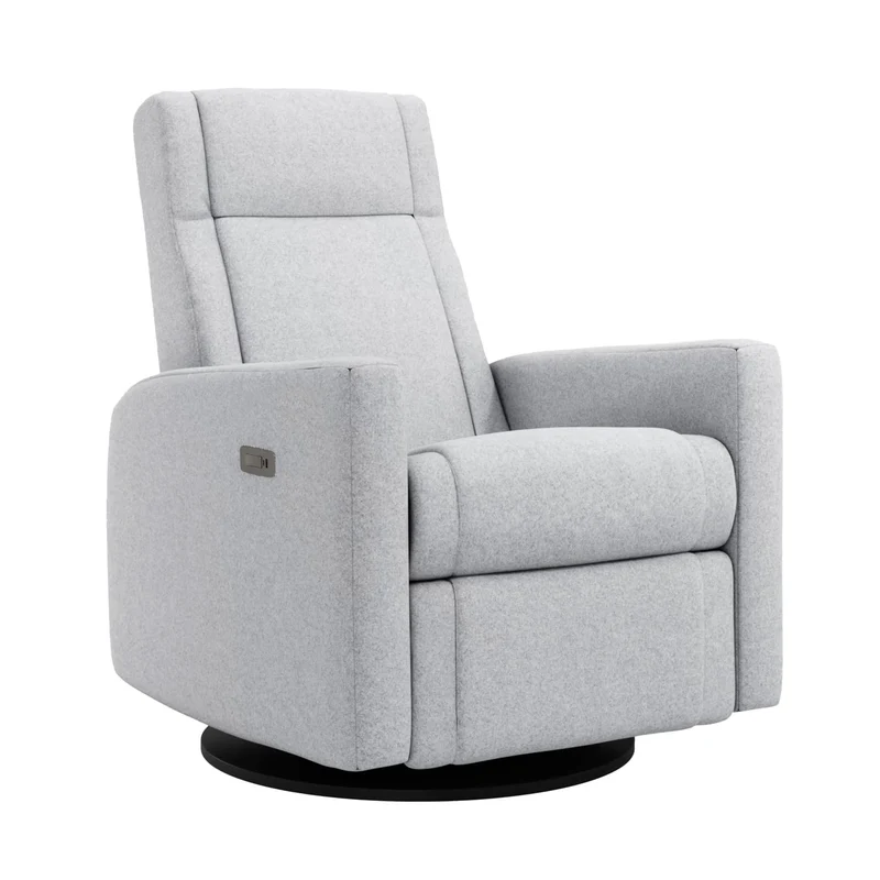 Fauteuil Berçant et Pivotant Nelly - Arlo Heather Gris / Noir avec Mécanisme Électrique