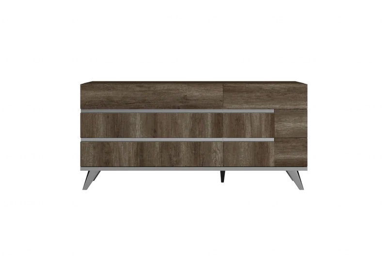Commode 6 tiroirs bois chêne laqué design - Medea