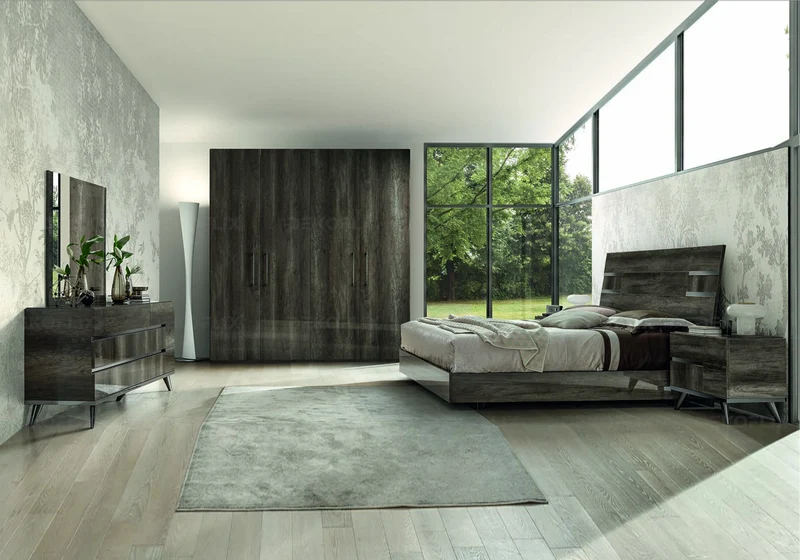 Armoire dressing 2 à 6 portes chêne laqué design - Medea