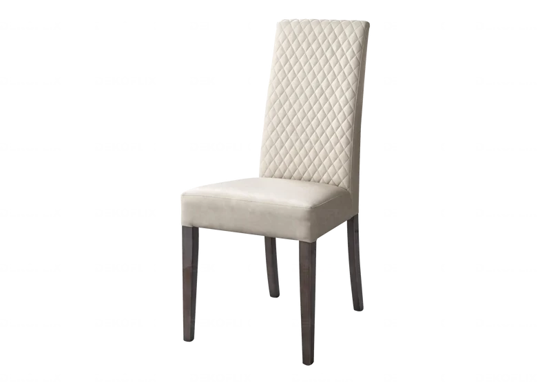 Chaise similicuir gris soie et chêne laqué design - Medea